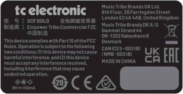 TC Electronic Guitar Chorus Effects Pedal, Black (SCF Gold) - Image 5
