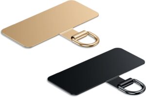 Read more about the article Phone Tether Tab for iPhone, Cell Phone Lanyard Patch, Strap Replacement Part for All Full Phone Cases (Champagne Gold+Black)