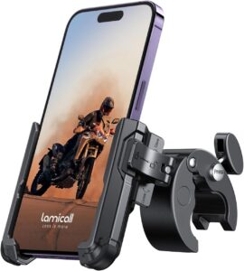 Read more about the article Lamicall Motorcycle Phone Mount Holder – [Camera Friendly] [1s Lock] Bike Phone Holder Handlebar Clamp, Bicycle Scooter Phone Clip, for iPhone 16 Pro Max, 15 14 13, Galaxy S25 Ultra, 4.7-7″ Phones