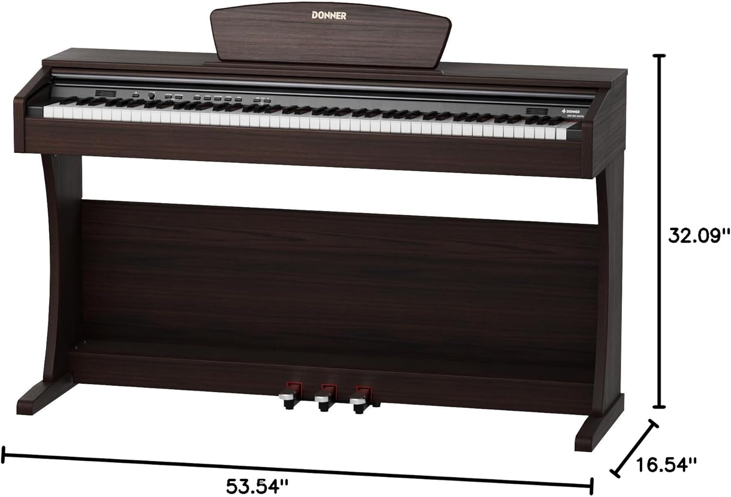 Donner DDP-300 Digital Piano with 88 Graded Hammer Action Weighted Keys, Record, Bluetooth, 10 Voices, 4 Reverb, Speakers, Professional Full Fize Key Keyboard Electric Dark Rose - Image 10