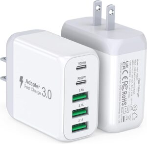 Read more about the article USB C Wall Charger Block, 2Pack 50W 5-Port C Charger Fast Charging Block PD Power Adapter +QC 3.0 Multiport Type C Box Brick Cube USB A Wall Plug for iPhone 16/15/14 Pro Max Plus, iPad,Samsung Galaxy