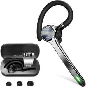 Read more about the article Bluetooth Headset, Wireless Bluetooth Earpiece with 500mAh Charging Case 72 Hours Talking Time Built-in Microphone for iOS Android Cell Phone, V5.1 Hand-Free Headphones for Trucker, Office