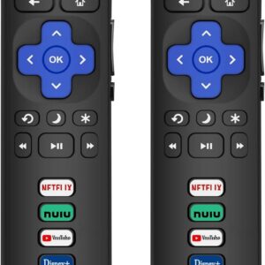 2 Pack Replacement Remote Controls Compatible with Roku Smart TV, Infrared Remotes for TCL/Hisense/Sharp/Philips/Onn/Element/Insignia Roku TV (Not Compatible with Roku Stick, Box or Speaker)