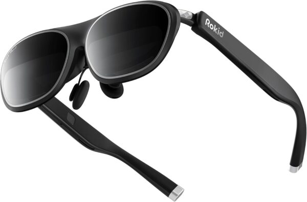 Rokid Max 2 AR Glasses Black, 215" Micro-OLED Display, 50° FOV, 600 Nits Brightness, Compatible with iphone 15&Android, Steam Deck, ROG, Ipad, Mac Immersive Wearable Display for Gaming & Entertainment