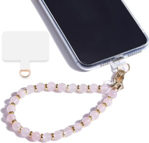 Read more about the article Marble Beaded Phone Wrist Strap,Detachable Phone Bracelet Strap with Tether Tab,Hands-Free Wristlet Strap (Rose Quartz)