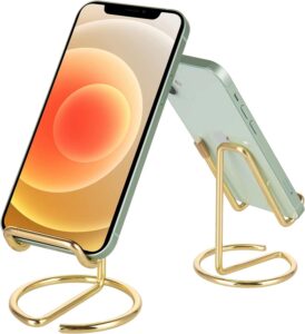 Read more about the article Cell Phone Stand for Desk, Cute Metal Gold Cell Phone Stand Holder Desk Accessories, Compatible with All Mobile Phones, iPhone, Switch, iPad