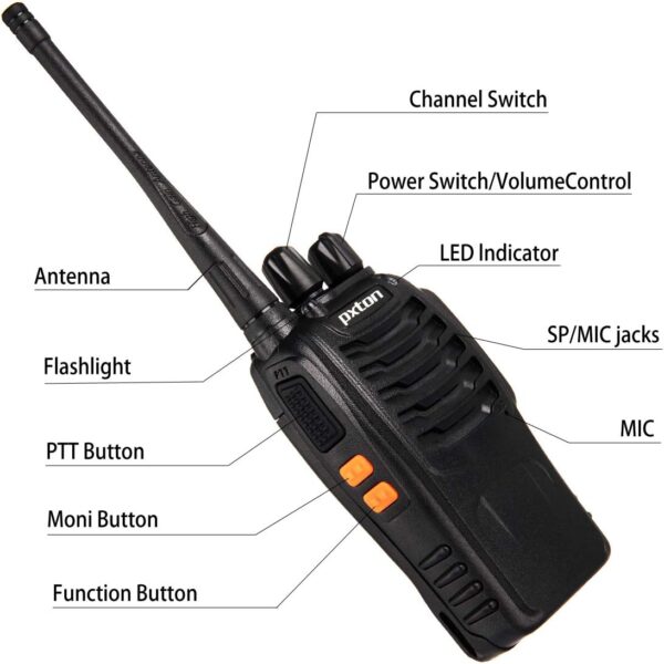 Walkie Talkies Long Range for Adults with Earpieces,16 Channel Walky Talky Rechargeable Handheld Two Way Radios with Flashlight Li-ion Battery and Charger（4 Pack） - Image 5
