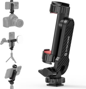 Read more about the article SYNCWIRE Tripod Phone Mount, Universal Smartphone Mount Adapter with 2 Cold Shoe and 1/4″ Screw, 360° Rotates and 180° Tilts Adjustable Cell Phone Clamp Holder for Enhancing Mobile Photography Setup