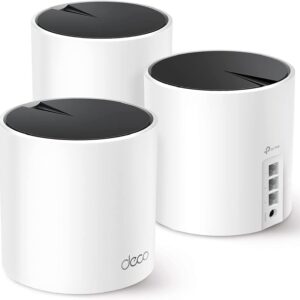 TP-Link 𝐃𝐞𝐜𝐨 X55 AX3000 WiFi 6 Mesh System – Covers up to 6500 Sq.Ft. , Replaces Wireless Router and Extender, 3 Gigabit ports per unit, supports Ethernet Backhaul (3-pack)