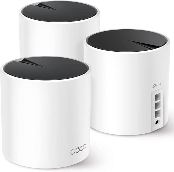 TP-Link 𝐃𝐞𝐜𝐨 X55 AX3000 WiFi 6 Mesh System - Covers up to 6500 Sq.Ft. , Replaces Wireless Router and Extender, 3 Gigabit ports per unit, supports Ethernet Backhaul (3-pack)