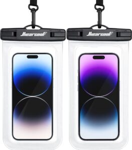 Read more about the article Hiearcool Waterproof Phone Pouch, Waterproof Beach Bag Compatible for iPhone 16 15 14 13 Pro Max Up to 8.3″, IPX8 Cellphone Kayak Accessories, Travel Essentials for Beach -Clear-2Pack