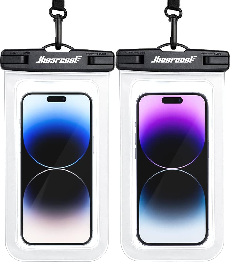 You are currently viewing Hiearcool Waterproof Phone Pouch, Waterproof Beach Bag Compatible for iPhone 16 15 14 13 Pro Max Up to 8.3″, IPX8 Cellphone Kayak Accessories, Travel Essentials for Beach -Clear-2Pack