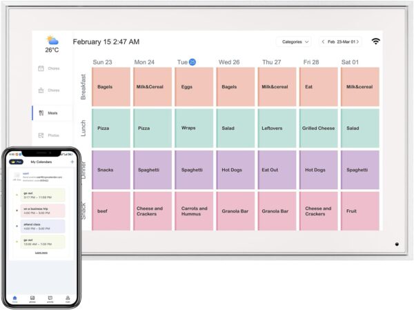 Digital Calendar 15.6 Inch, Electronic Calendar Chore Family Schedules, Smart Weekly and Monthly Planner, 1920 * 1080P IPS Touchscreen Interactive Display - Wall Mount White - Image 7