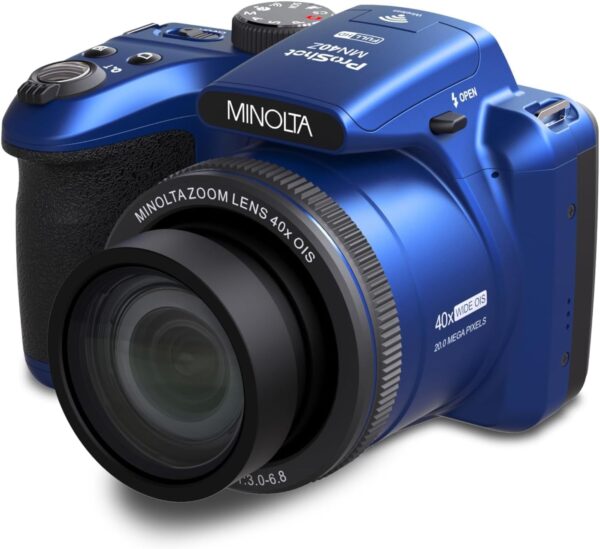 Minolta MN40Z 20MP Digital Camera – 40x Optical Zoom, 1080p FHD Video, 3.0" LCD, Wi-Fi, Face/Smile/Blink Detection – Blue - Image 7