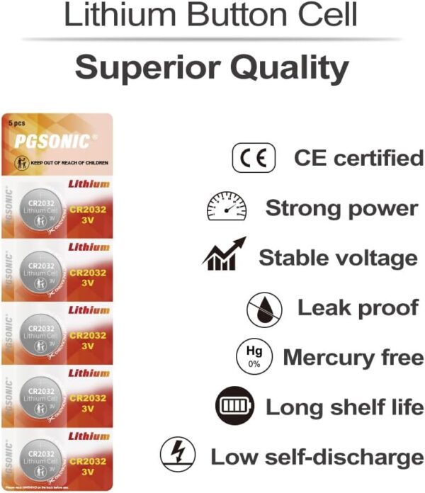 40 Pack CR2032 Batteries, 3V Lithium Coin Battery for Small Electronic Devices, 5 Year Shelf Life - Image 2