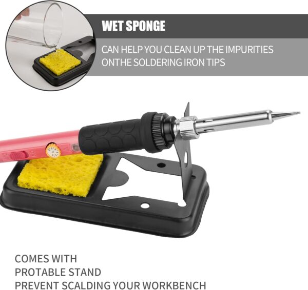 Soldering Iron Kit, 60W Soldering Iron with 5pc Interchangeable Tips, 10-in-1 Adjustable Temperature Solder Welding Tools, Fast Heating, Electronic Repair, 110V - Image 5