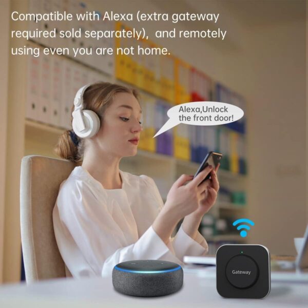Smart Lock Front Door, SMONET Keyless Entry Door Lock with Handle, Smart Front Door Lock Set Fingerprint Smart Deadbolt Bluetooth Electronic Digital Keypad Lock, Auto Lock Work with Alexa, Black - Image 5