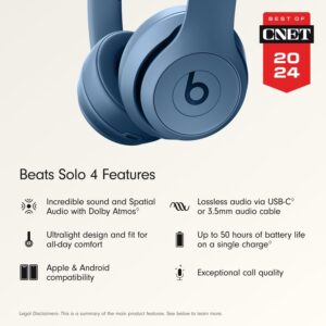 Beats Solo 4 – Wireless Bluetooth On-Ear Headphones, Apple & Android Compatible, Up to 50 Hours of Battery Life – Slate Blue