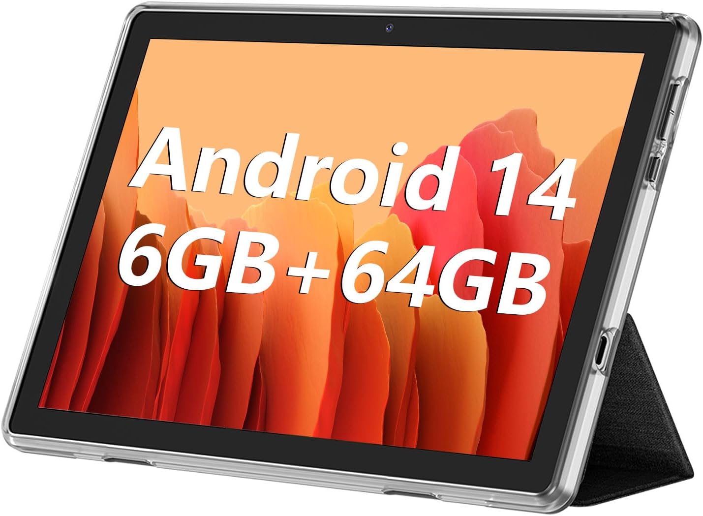 Android Tablet, 10.1 inch Android 14 Tablets 6GB RAM 64GB ROM 1TB Expand, 1280x800 IPS HD Touchscreen,6000mAh Battery, Bluetooth, Dual Camera, GMS, WiFi (Black)