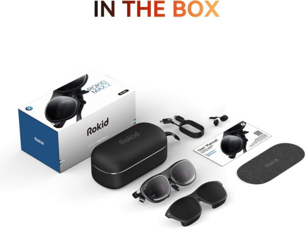 Rokid Max 2 AR Glasses Black, 215" Micro-OLED Display, 50° FOV, 600 Nits Brightness, Compatible with iphone 15&Android, Steam Deck, ROG, Ipad, Mac Immersive Wearable Display for Gaming & Entertainment - Image 8
