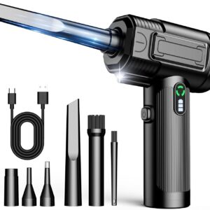 Compressed Air Duster: 100000RPM Electric Air Duster with LED Light Mini Air Blower Rechargeable Cordless Keyboard Cleaning Jet Dry Blower – Car, PC and Home Cleaning Kit Easier to use