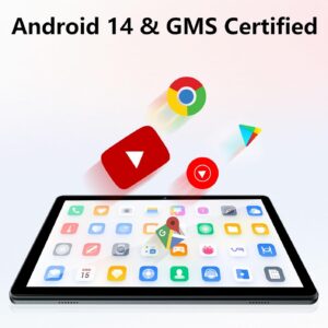 Android Tablet, 10.1 inch Android 14 Tablets 6GB RAM 64GB ROM 1TB Expand, 1280×800 IPS HD Touchscreen,6000mAh Battery, Bluetooth, Dual Camera, GMS, WiFi (Black)