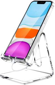 Read more about the article Crpich Acrylic Cell Phone Stand, Portable Clear Phone Stand for Desk, Compatible with Phone16 15 14 13 Pro Max Mini 12 11 Plus SE, Switch, Android Smartphone, Pad, Tablet, Desk Accessories