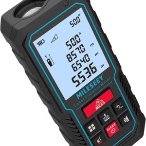 Laser Measure Device, MiLESEEY 229ft Digital Laser Tape Measure with Upgrade Electronic Angle Sensor, 2mm Accuracy, Area Measurement,Volume and Pythagoras, 2″ LCD Backlit,Mute, Battery Included