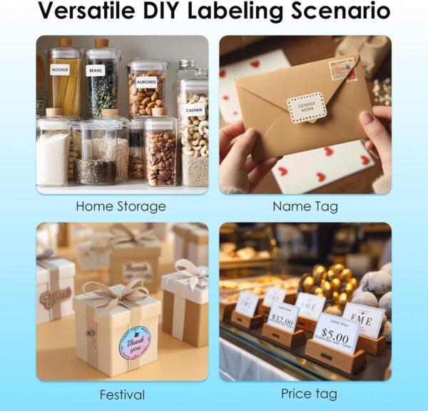 Bluetooth Label Maker Machine with Tape, Y50P Portable Thermal Sticker Maker for Home Office, Small Bussiness & School – Logo Stickers Printer – Includes 230 Labels, Black - Image 6