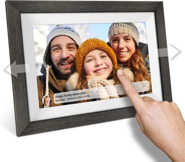 Frameo 10.1 inch Digital Picture Frame WiFi Smart Digital Photo Frame Wood IPS HD 1280 * 800 1080P Touch Screen Auto-Rotate Easy Setup to use Free Share Photos and Videos Gift for mon Father Women - Image 5
