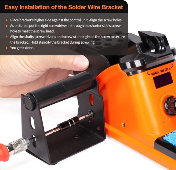 YIHUA 926 III 60W LED Display Soldering Iron Station Kit w 2 Helping Hands, 6 Extra Iron Tips, Roll of Lead-Free Solder, Solder Sucker, S/S Tweezers, °C/ºF Conversion, Auto Sleep & Calibration Support - Image 7
