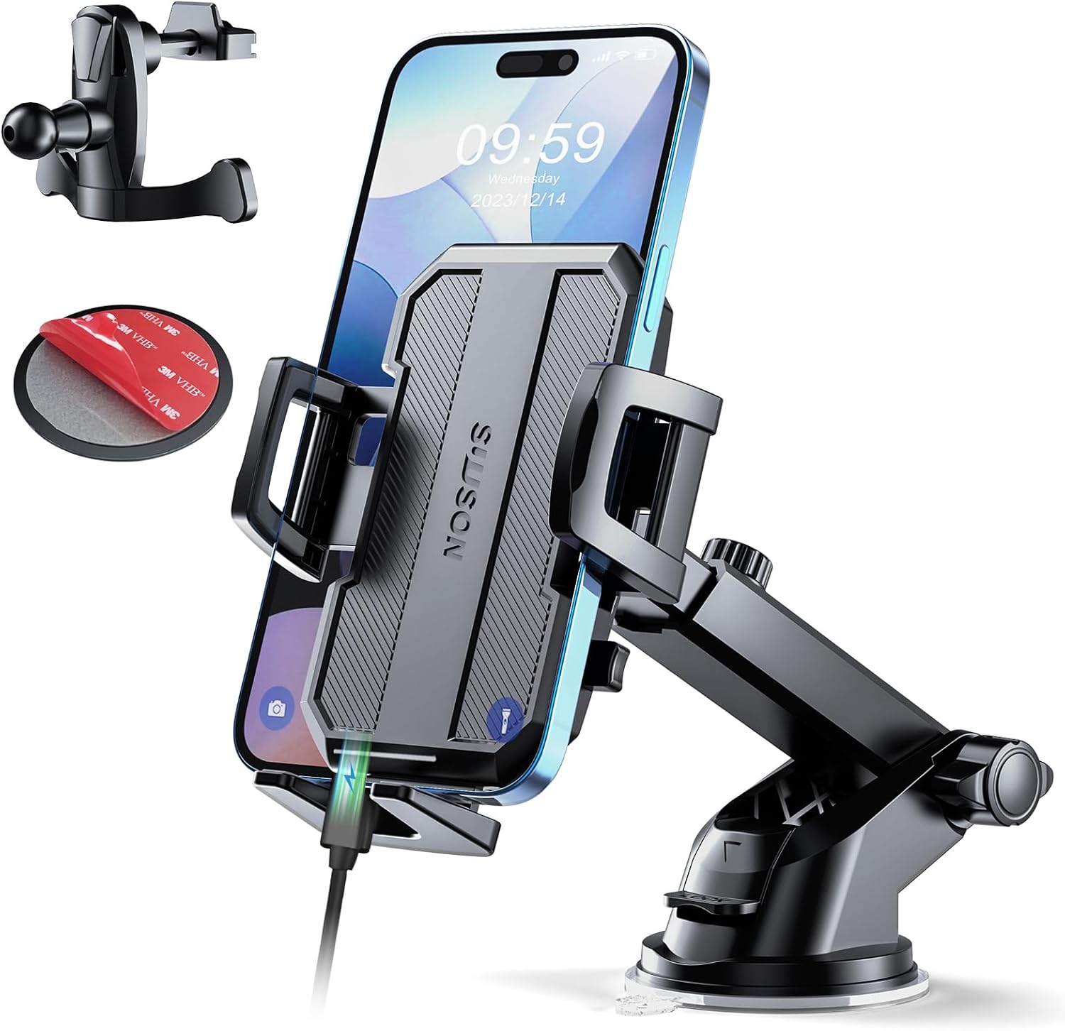 You are currently viewing Upgraded 3-in-1 Car Phone Holder Mount [Powerful Suction] Phone Mount for Car Dashboard Air Vent Windshield,for All iPhone Android Phone (Black)