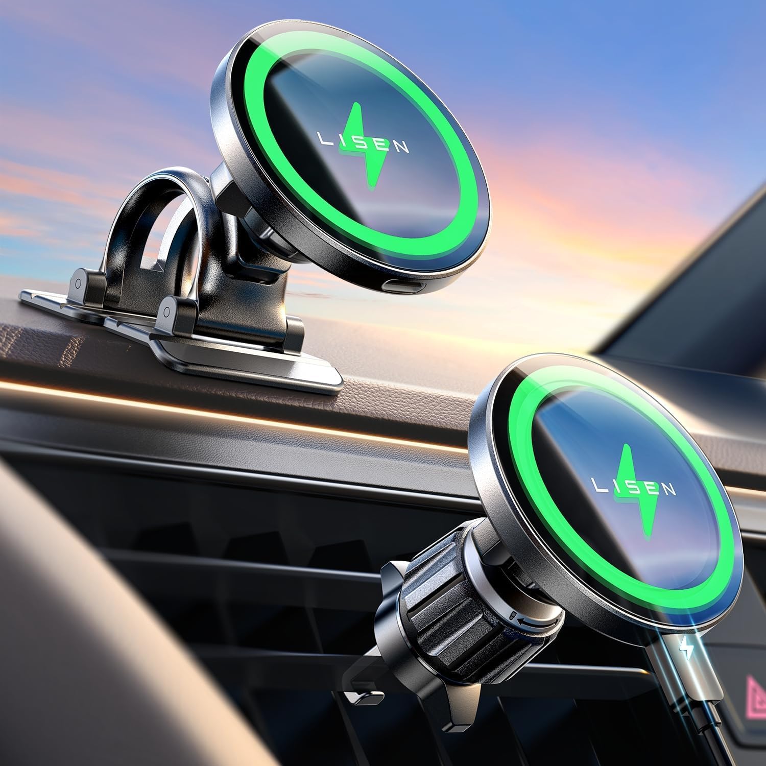 You are currently viewing LISEN for 15W MagSafe Car Mount Charger,Magnetic Wireless Car Charger for iPhone 16 Pro Max Accessories,Magnetic Phone Holder for iPhone 16e 15 14 13 12,Samsung with MagSafe,Gifts for Men Women