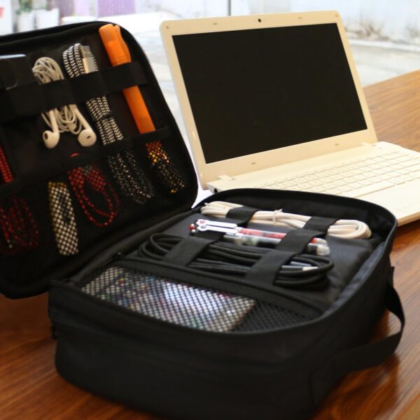 MATEIN Electronics Organizer Travel Case, Water Resistant Cable Organizer Bag for Travel Essentials, Gifts for Men, Storage Bag as Accessories for Phone, Cord, Tablet, Black - Image 9