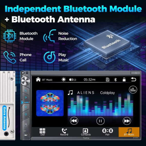 SJoyBring Upgrade Wireless Double Din Car Stereo with Apple Carplay, Android Auto, Dash Cam, Bluetooth, 4-Channel RCA, 2 Subwoofer Ports, 7" HD Capacitive Touchscreen Car Radio, 60W*4, Backup Camera - Image 5
