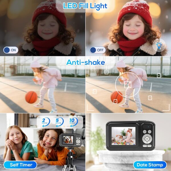 Digital Camera for Kids, WITYEAH 48MP FHD 1080P Point and Shoot Digital Cameras with 16X Zoom Anti-Shake, Compact Portable Cameras for Photography, for Boys Girls Teens Beginners - Image 6