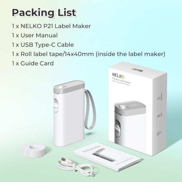 Nelko Label Maker Machine with Tape, P21 Bluetooth Label Printer, Wireless Mini Label Makers with Multiple Templates for School Office Home, White - Image 7