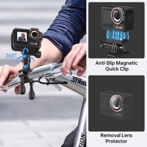 Action Camera Speed 60 4K60FPS 48MP WiFi with 2.35″ HDR Touch Screen EIS 8X Zoom Remote Control,Bare Machine Waterproof 33FT with Waterproof Case 131FT, 2x2150mAh Battery, 30 Burst Vlog Camera