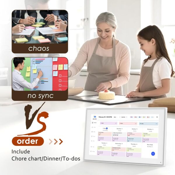 Digital Calendar 15.6 Inch, Electronic Calendar Chore Family Schedules, Smart Weekly and Monthly Planner, 1920 * 1080P IPS Touchscreen Interactive Display - Wall Mount White - Image 3