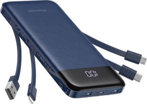 Read more about the article Portable Charger with Built in Cables, Portable Charger with Cords Wires Slim 10000mAh Travel Essentials Battery Pack 6 Outputs 3A High Speed Power Bank for iPhone Samsung Pixel LG Moto iPad