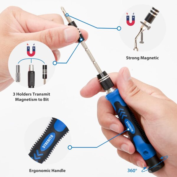 STREBITO Electronics Precision Screwdriver Sets 142-Piece with 120 Bits Magnetic Repair Tool Kit for iPhone, MacBook, Computer, Laptop, PC, Tablet, PS4, Xbox, Nintendo, Game Console - Image 3