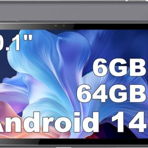 BYYBUO A10_L 10.1-inch Tablet | 6GB RAM + 64GB ROM | Android 14 OS | Quad-Core Processor | 5000mAh Battery | 1280×800 IPS HD Touchscreen | 5MP+8MP Camera | Bluetooth | WiFi | Grey