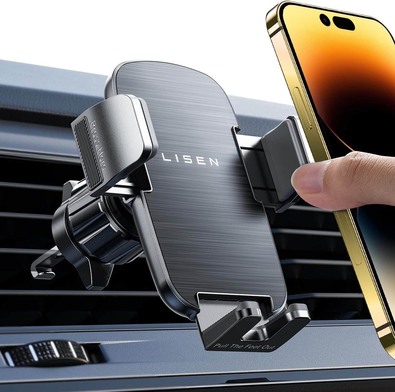 You are currently viewing LISEN Car Vent Phone Mount, Phone Holders for Your Car Vent Wider Clamp & Metal Hook Phone Holder [Thick Cases Friendly] 360° Rotation, Air Vent Car Phone Mount for iPhone Samsung Smartphones
