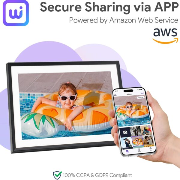 10.1'' Digital Picture Frame with 32GB Storage, Digital Photo Frame with 1280x800 IPS Touch Screen, Share Photos/Videos and Send Best Wishes via Free App - Image 2