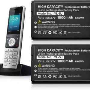 2pcs 1800mAh YL-5J Battery Compatible with Yealink W56HB W59R W56h/p W59VR W60P W76p W77P W79P W56-BATT One Talk IP DECT 3.7V