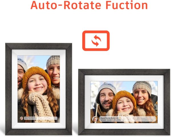 Frameo 10.1 inch Digital Picture Frame WiFi Smart Digital Photo Frame Wood IPS HD 1280 * 800 1080P Touch Screen Auto-Rotate Easy Setup to use Free Share Photos and Videos Gift for mon Father Women - Image 4