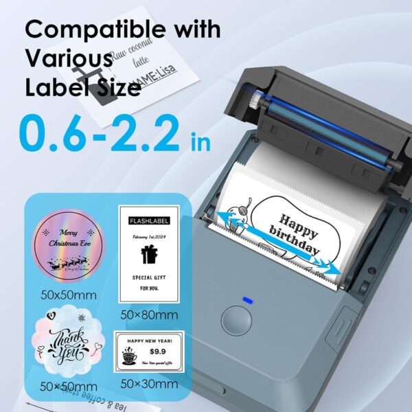 Bluetooth Label Maker Machine with Tape, Y50P Portable Thermal Sticker Maker for Home Office, Small Bussiness & School – Logo Stickers Printer – Includes 230 Labels, Black - Image 3