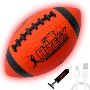 Rechargeable Light Up Football – Glow in The Dark Football – Junior Size – Equipped with USB-C Cable, Pump,Gift Wrapped Toys for Kids, Boys, Youth, Indoor & Outdoor Games