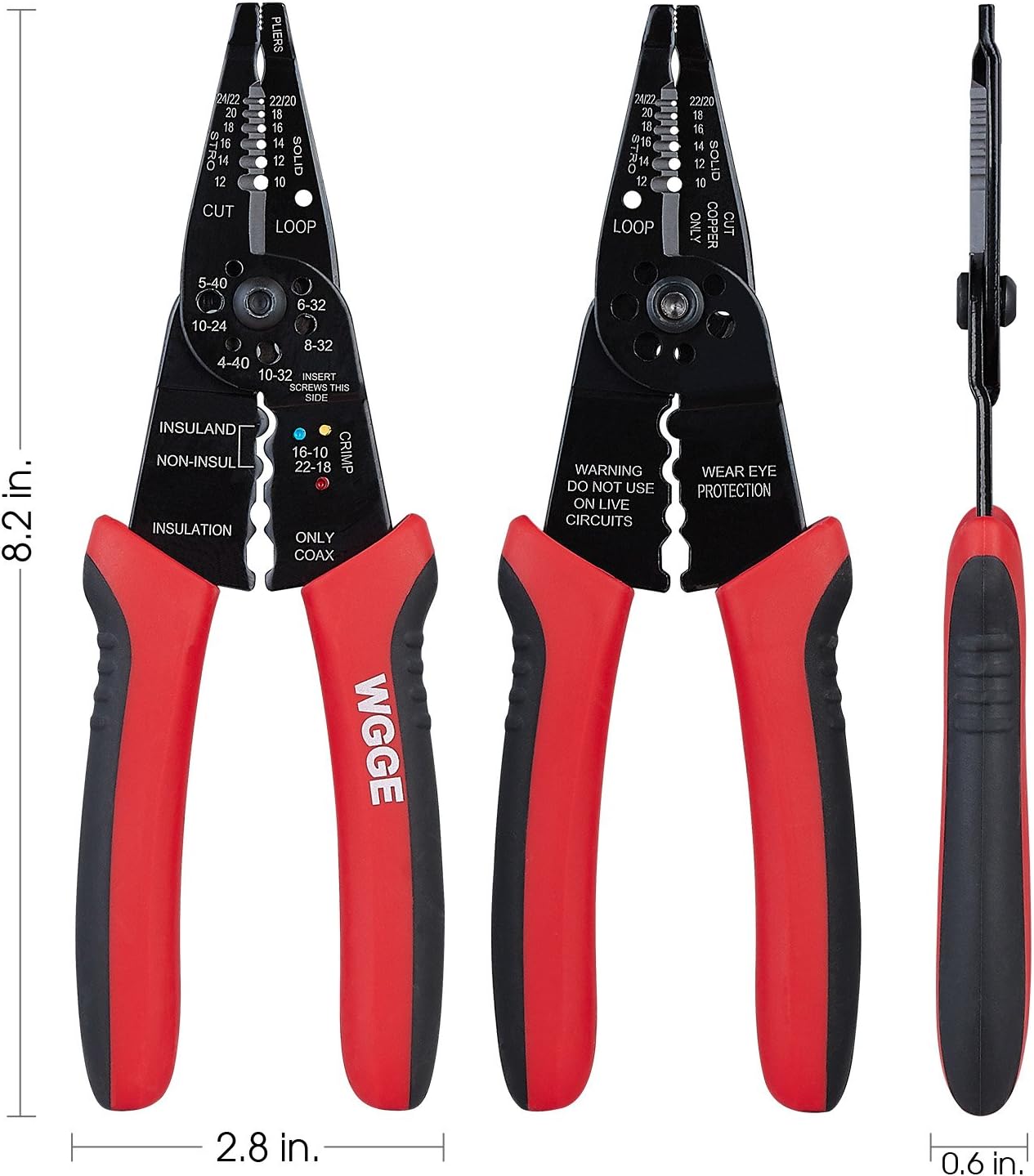 WGGE WG-015 Professional 8-inch Wire Stripper/wire crimping tool, Wire Cutter, Wire Crimper, Cable Stripper, Wiring Tools and Multi-Function Hand Tool. - Image 2