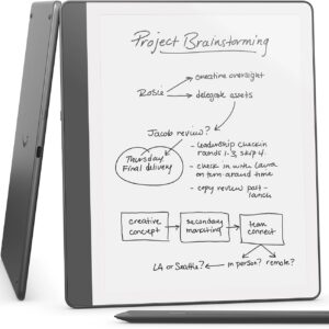 Amazon Kindle Scribe (32GB) – Your notes, documents and books, all in one place. With built-in AI notebook summarization. Includes Premium Pen – Tungsten